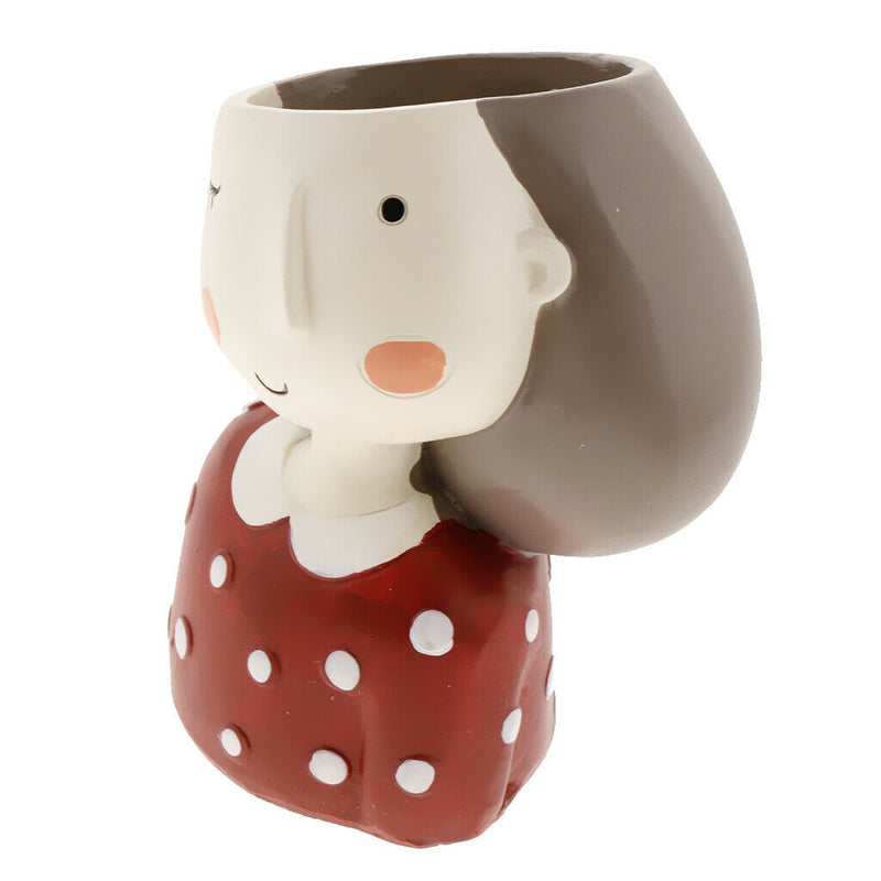 2Pcs Mini Ceramic Succulent Pot About Cute Smile Girl Pots for
