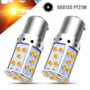 2Pc Error Free BAU15S 7507 PY21W 1156PY LED Amber Bulbs Car Signal Light 21W 12V
