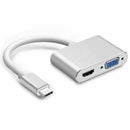 USB C to HDMI + VGA,USB Type C (Thunderbolt 3 Compatible) to HDMI 4K+VGA Ad