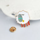 Cartoon Sheep Animal Brooch Metal Pin Button White Wool Bag Jacket T-Shirt  C4C3