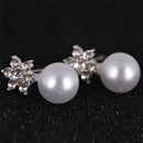 Snowflake Earrings Crystal Rhinestone Pearls Ear Stud Earring Women Jewelry M&O