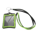 Rhinestone Bling Crystal Custom Lanyard Vertical ID Badge Holder (Light Gre
