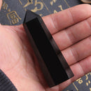 Black Quartz Crystal Stone 100% Natural Obsidian Point Healing Hexagonal Wand