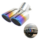 1 To 2 Muffler Tip Chrome Trim Car Dual Exhaust Pipe Replacement Blue Rear Tail