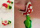 1 Pair Handcraft Polymer Clay Super Mario Piranha Plant Flower Corpse Studs U7L7