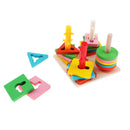 Childrens Wooden Shape Stack Sorting Board Blocks Kids Wood Puzzle Toys