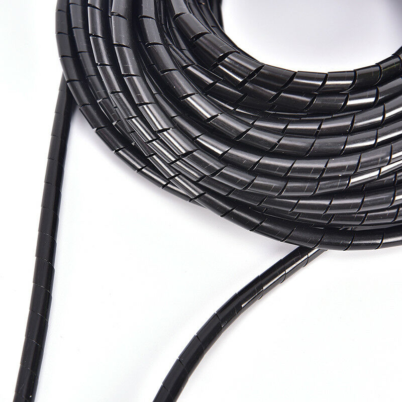 6mm Outside Dia 17M PE Polyethylene Spiral Cable Wire Wrap Tube Black Tw
