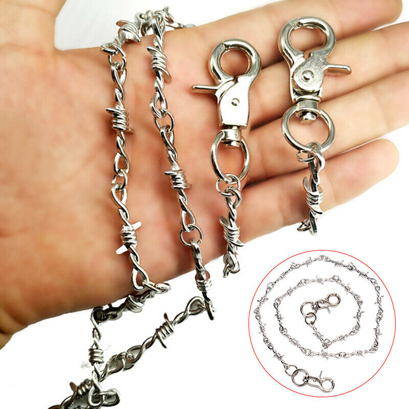 75cm Unisex Fashion Rock Punk Style Jeans Metal Pants  Hip-hop Key Chain Sil- Kw