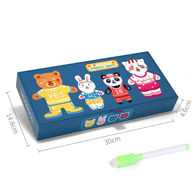 Wooden Dressing Game Children Toys Four Little Bears Change Clothes Dress Puzzle