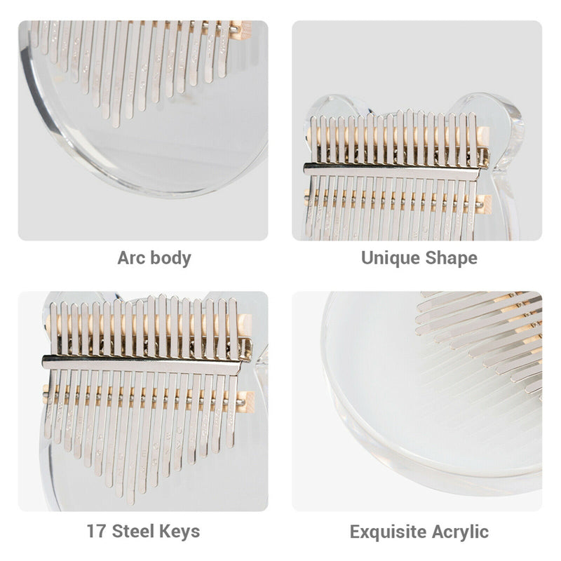 Transparent Kalimba Acrylic 17 Keys with Tuning Hammer and Case for Beginners