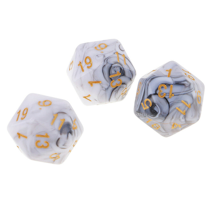10X D20 Polyhedral Game Dice for RPG Dungeons and Dragons Party Games White