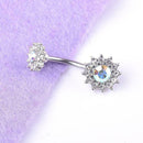 Beauty Navel Belly Button Rings Bar Crystal Flower HOT Body Dangle Piercing F6M9