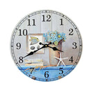Wood Round Large Number Wall Clock Easy Read 14inch Dia for Kitchen Living_C