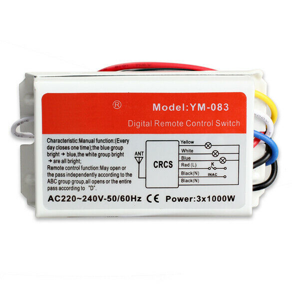 3 Channel Wireless Remote Control Digital Remote Control Switch Lightswitch