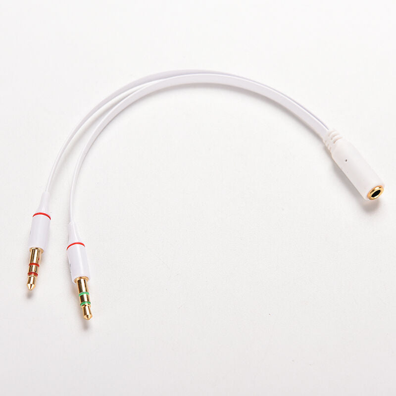 3.5mm Headphone Mic Audio Cable Female to Dual Male Converter Adapter For PC  TE