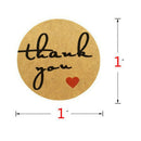 Thank You Stickers Kraft Paper Labels Roll, 1 Inch Round Shape Decorative