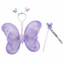 Girl's 3 Pcs Set Fairy Princess Glitter Butterfly Party Costume Wings Wand