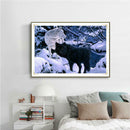 Black White Wolfs DIY Diamond Painting Embroidery Cross Stitch Mosaic Art