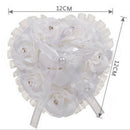 Wedding Ring Pillow,White Ring Pillow For Wedding Lace Crystal Rose Heart R