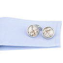 Brass Faux Mechanical Gear Steampunk Watch Movement Round Dress Cufflink