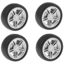 40mm Plastic 5 Spoke Front & Rear Wheel & Rubber Tires for RC Car, Set of 4