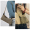 Retro Canvas Shoulder Chain Bag Women Elegant Plaid Pattern Crossbody Purse