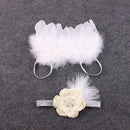 Newborn Baby Girl  Feather Angel Wing +Flower Headband Photography Props Outfits
