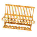 Wooden Dish Rack Plate Rack Collapsible Compact Wood Tableware Holder Rack