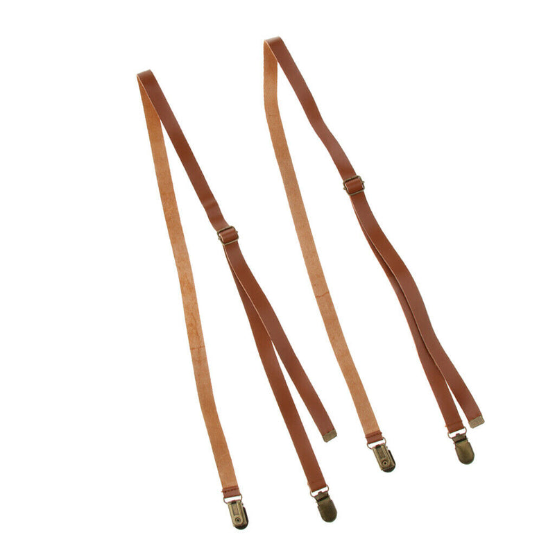 Adjustable  Leather Women Men Pants Trousers Suspenders Shirt Braces