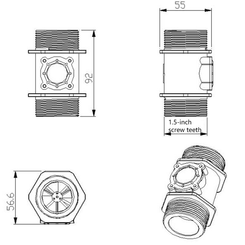 Dn40 1.5 Inch Turbine Flowmeter Water Flow Sensor Flow Meter Flow Rate Cont F1I1