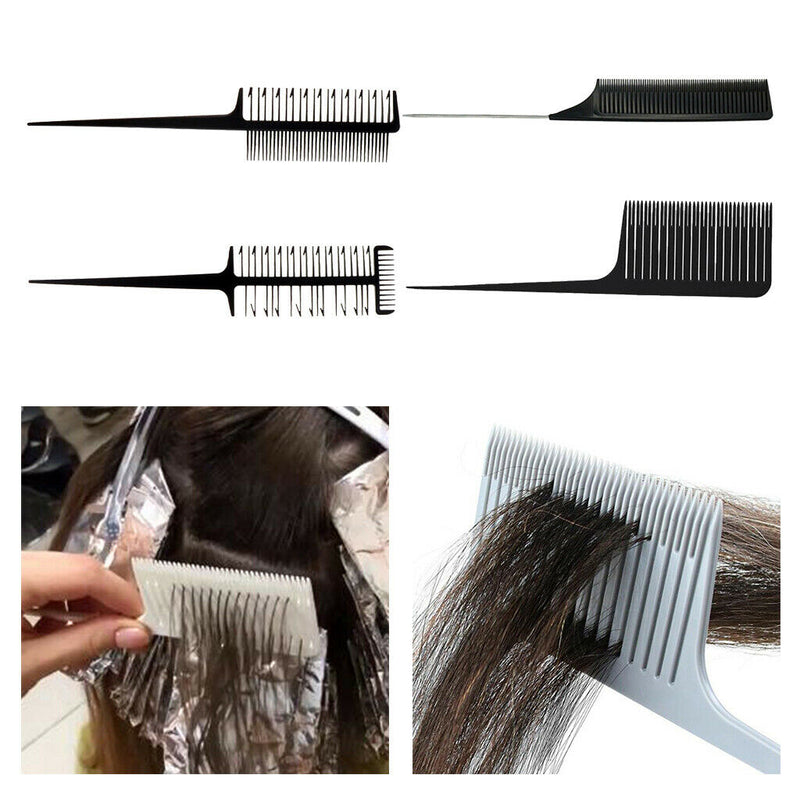 4Pcs Hairdressing Weaving Styling Foiling Hair Comb for Hair Dyeing Cutting