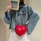 Girls Heart Women Shoulder Chain Messenger Bags Crossbody Handbags (Red)
