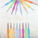 9pcs/lot Tool ABS Rainbow Plastic Handle Alumina Crochet Needle