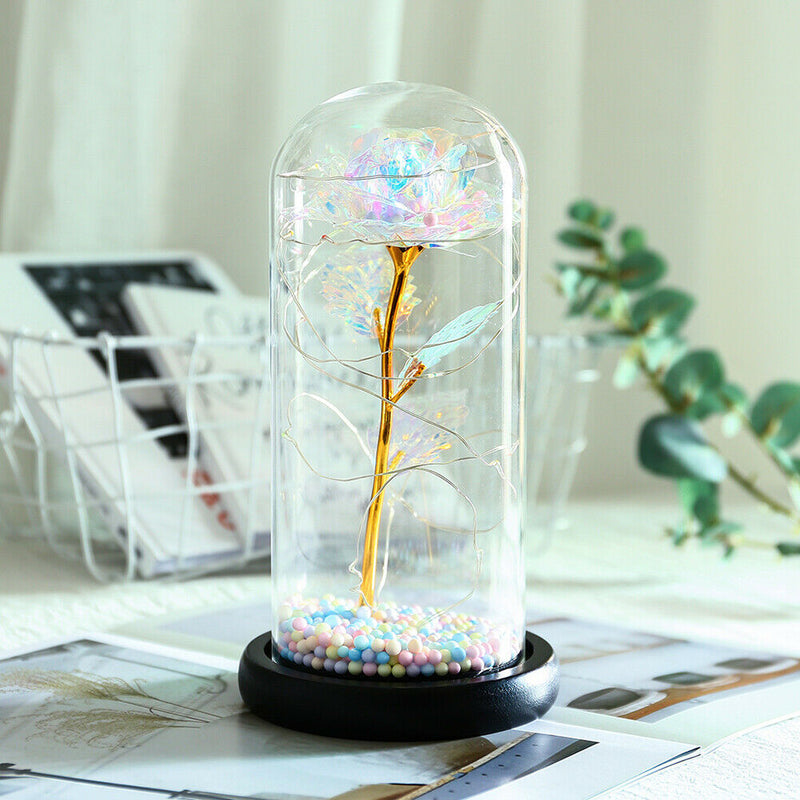 20LED Foam Night Lamp Foil Rose Glass Dome Copper Wire Fairy String Lights A