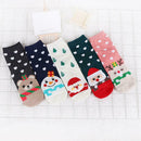 5pair European Fashion Christmas Sock Women Deerlet Santa Claus Print Short Sock