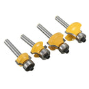 4 Piece 1/2'' 3/8'' 1/4'' 1/8'' Round Over Edge Forming Router Bits - 1/4" Shank