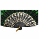 Beautiful Lady's Silk Hand Fan with Green Sequins