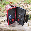 Water Resistant Holder Storage Memory Card Case Fits 12 SD+12 Micro SD TF Cards