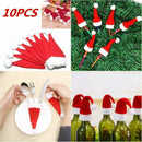 10Pcs Christmas Silverware Holder Mini Xmas Tree Santa Claus Christmas Hats