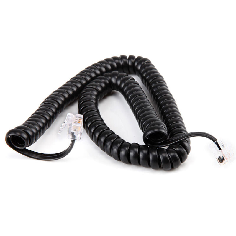 10ft Telephone Handset Phone Extension Cord Coil Line Cable Wire Black AU