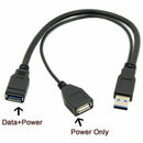 USB 3.0 Female to Dual USB Male Extra Power Data Y Extension Cable for 2.5