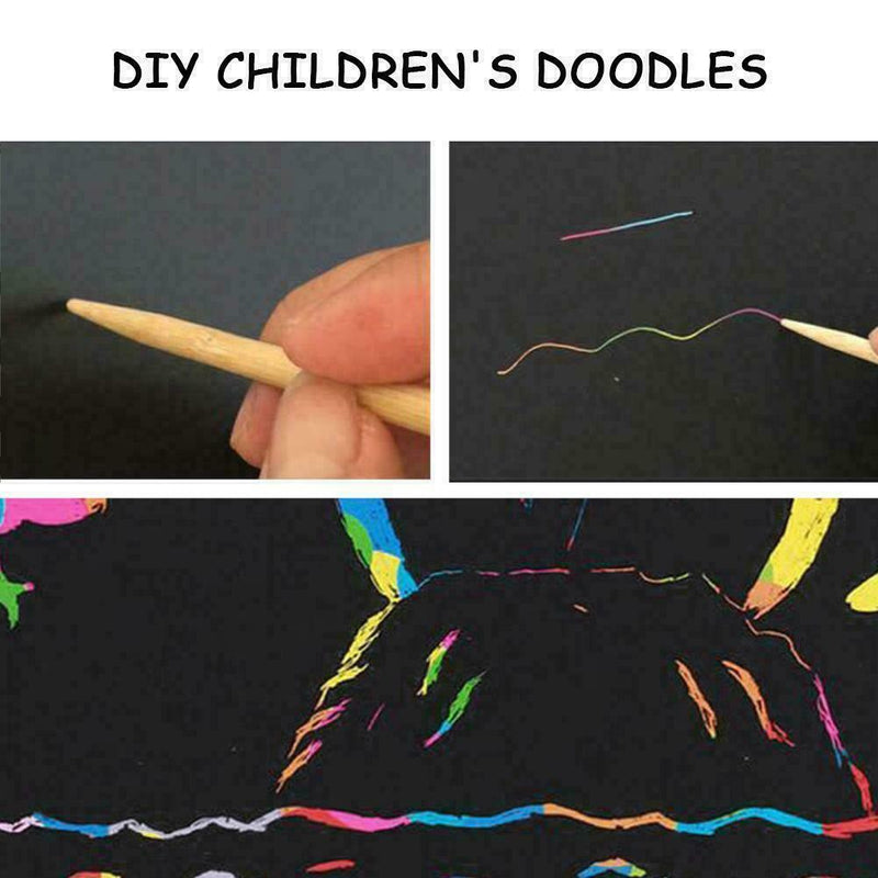 10 Sheets Magic Funny Scratch Art Painting Paper With Stick Kids Toys Drawi B2M2