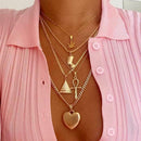 Punk Heart Cross Pendant Clavicle Chain Women Multilayer Necklace Jewelry Gift