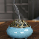 Blue Porcelain Backflow Ceramic Cone Incense Burner Holder Buddhist Censer