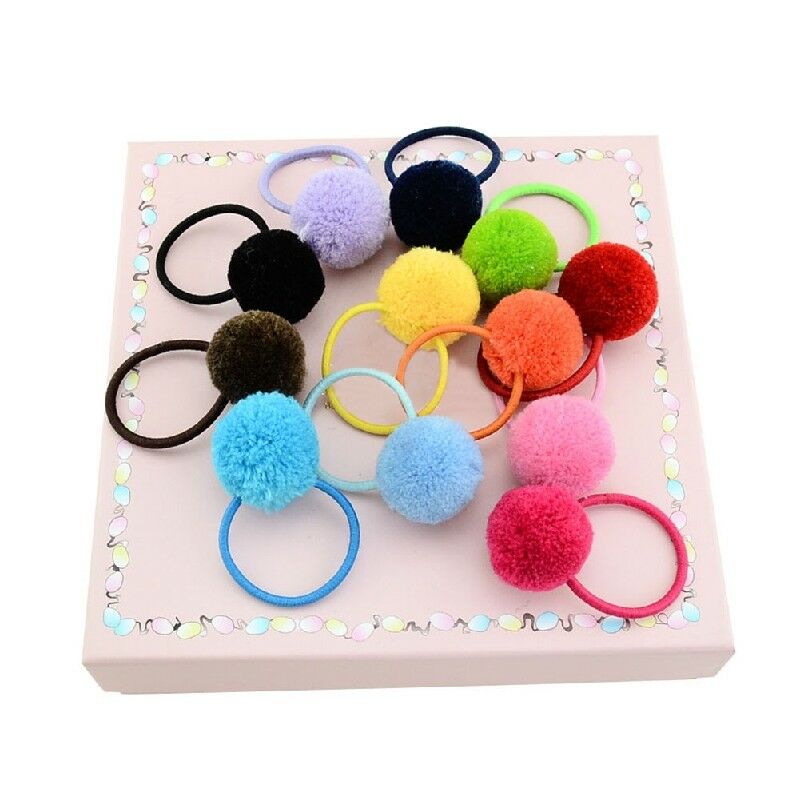 Pompom Ponytail Rope Ring Hair Elastic Girls Band Ball Hairband Holder