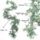 Artificial 1.8M Eucalyptus Garland with Champagne Roses Greenery Garland Eu W6W6