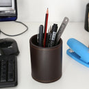 Faux Leather Pen Pot Pen/Pencil/Mobile Phone /Desk Supplies Organizer- Brow V8J6