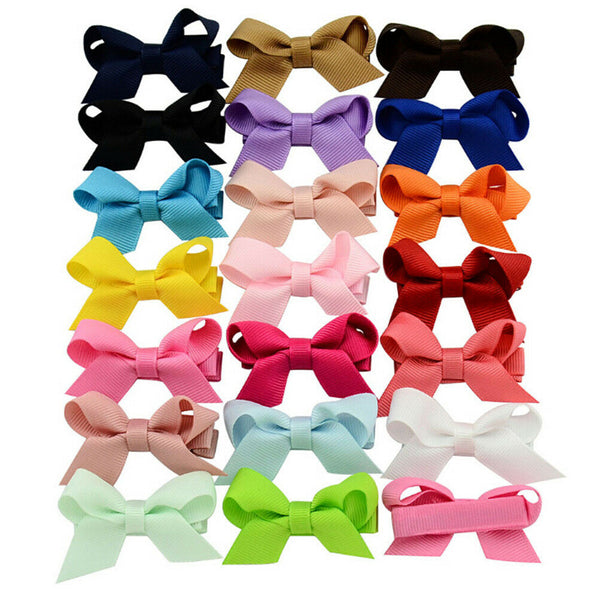 20PCS Baby Girls Hair Bows Boutique Alligator Clip Grosgrain Ribbon Hairpins Jï¼D