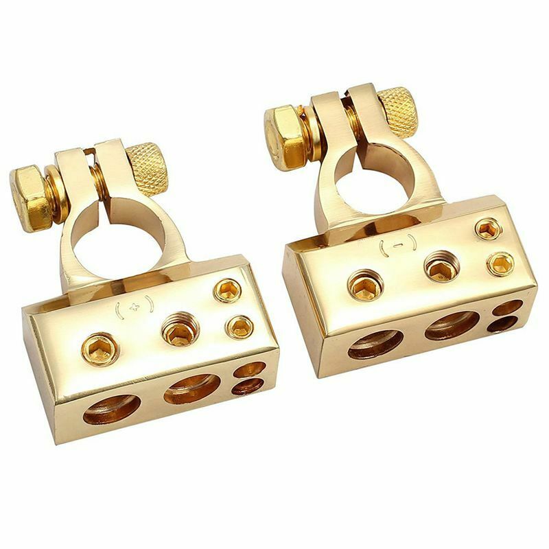 2PCS Car Battery Terminal Connectors Kit 4/8 Gauge AWG Positive & Negative