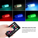 2x T10 6SMD 5050 RGB LED Car Wedge Side Light Reading Lamp Bulb & Remote Contrâ„–[